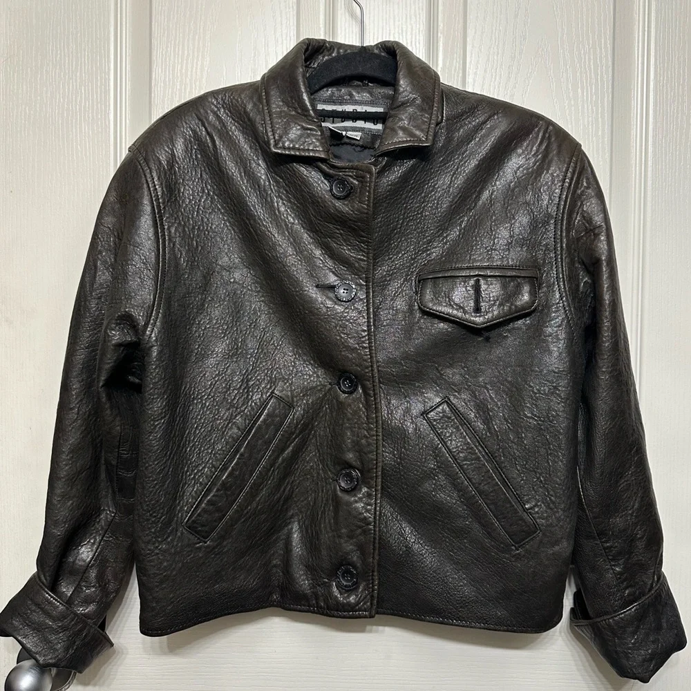 Vintage brown leather jacket size M - Picture 3 of 14